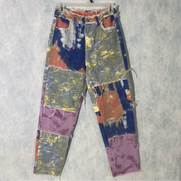 SHEIN Denim - Tie Dye Hi Rise Patchwork Jeans Size XS